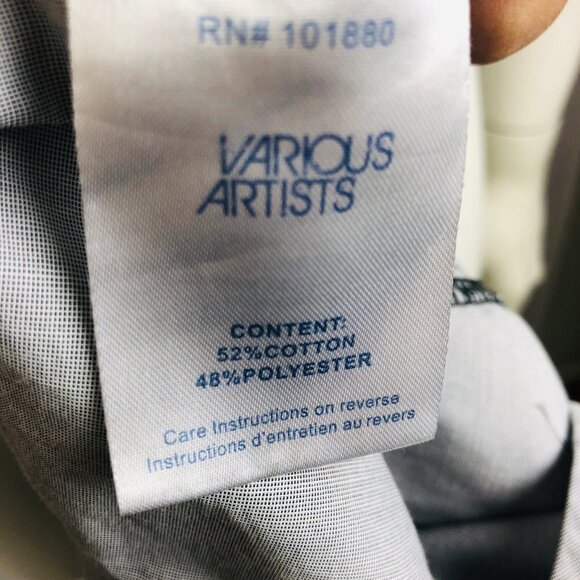 VARIOUS ARTISTS Men's Gray Button Up Shirt  Sz L - Picture 8 of 8